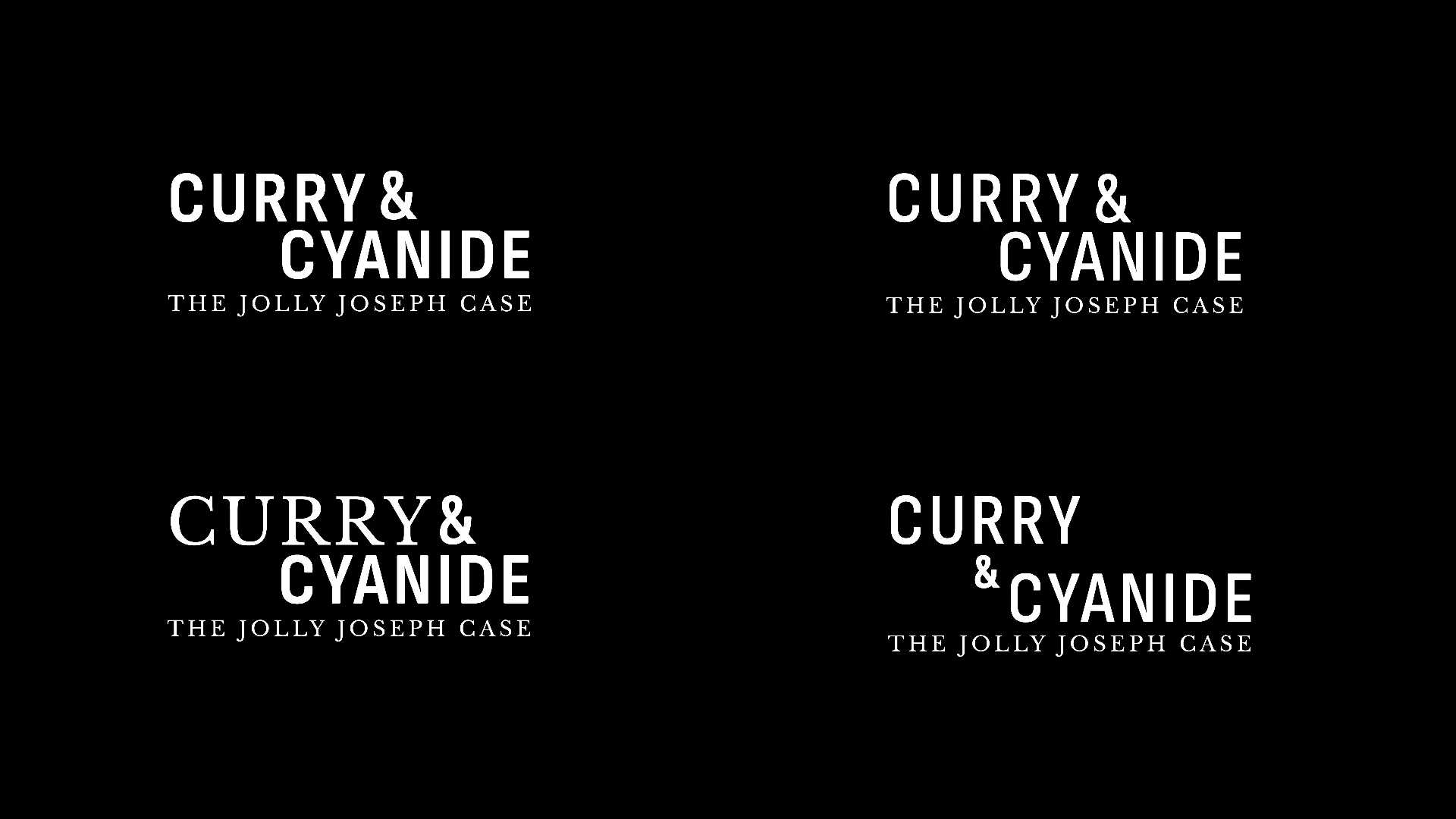 Curry & Cyanide - Title design logo variations on black background