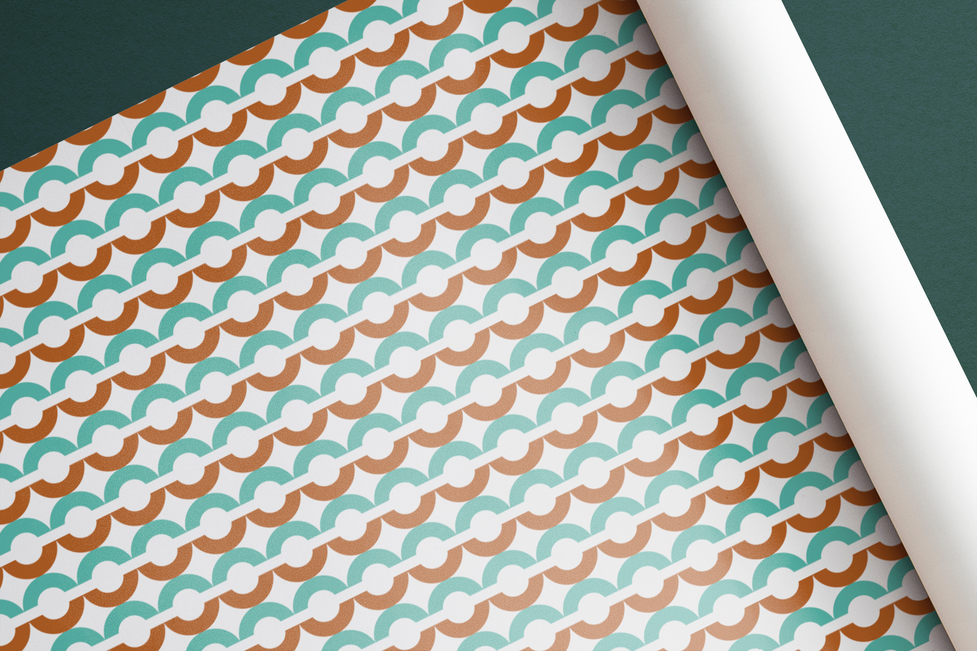 KOHOT - Brand pattern design with interlocking circles in teal, orange and white creating connection motif