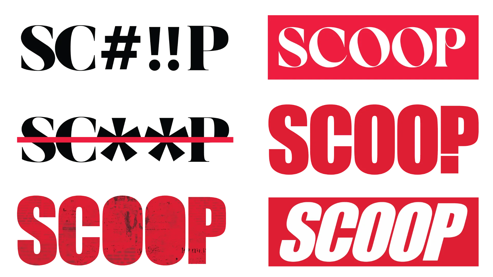 Scoop title design variations